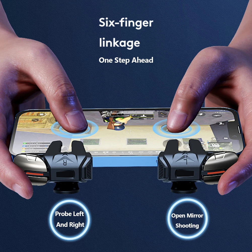 6 Finger Mobile Gaming Trigger for PUBG Phone 1-6 Pairs Game Controller Gamepad G21 Aim Shooting Alloy Buttons