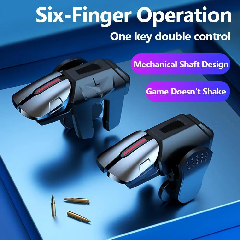 6 Finger Mobile Gaming Trigger for PUBG Phone 1-6 Pairs Game Controller Gamepad G21 Aim Shooting Alloy Buttons