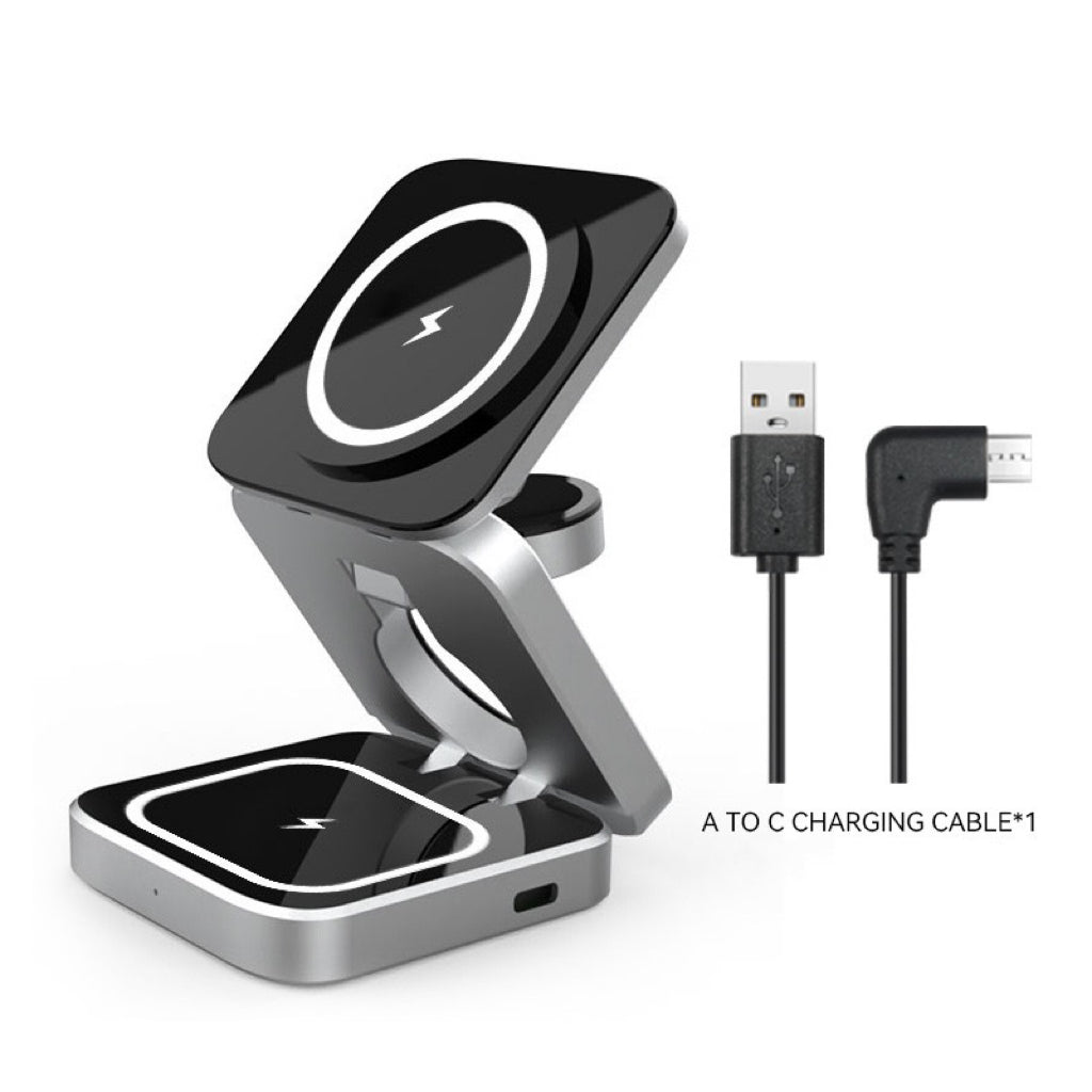 Support de chargeur magnétique sans fil, station de charge rapide pour iPone 15 14 13 12 Pro Max 8 X iWatch 8 7 6 Airpods Pro, 30W, 3 en 1