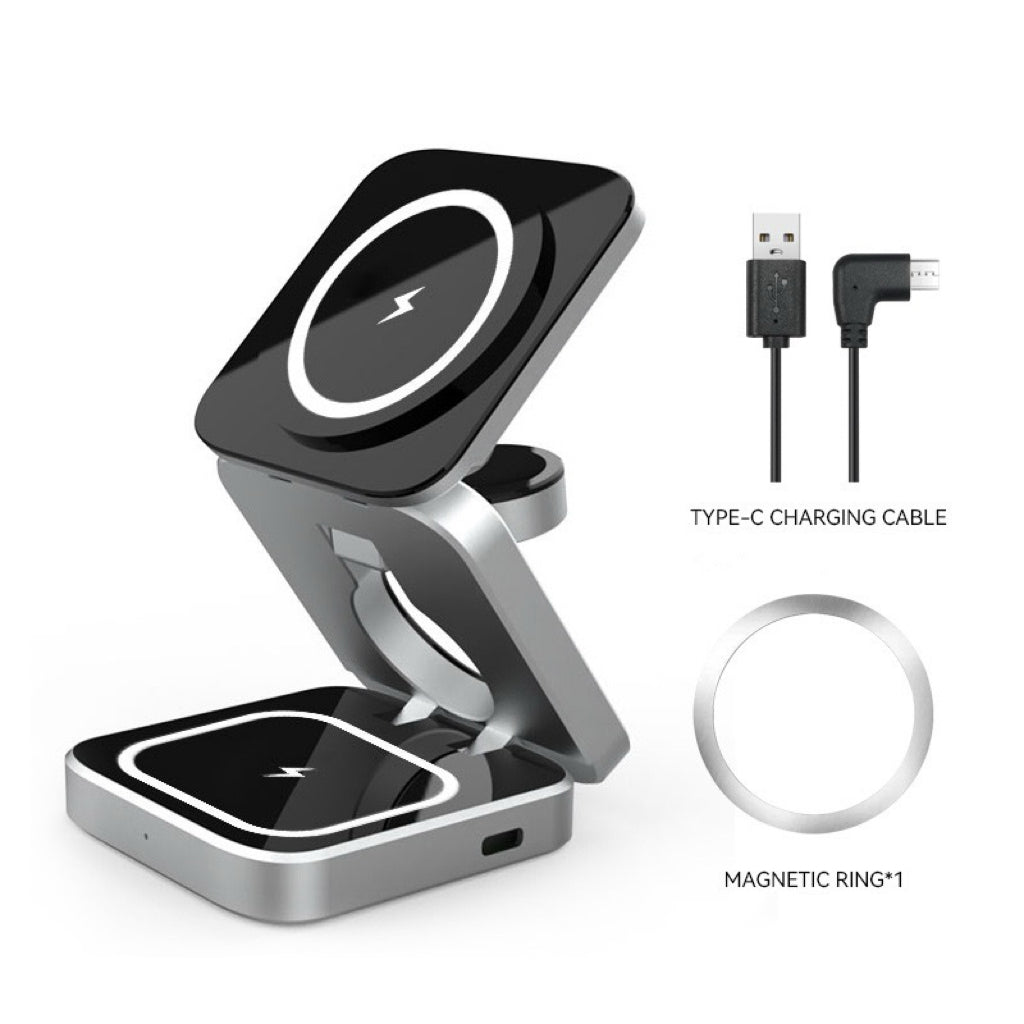 Support de chargeur magnétique sans fil, station de charge rapide pour iPone 15 14 13 12 Pro Max 8 X iWatch 8 7 6 Airpods Pro, 30W, 3 en 1