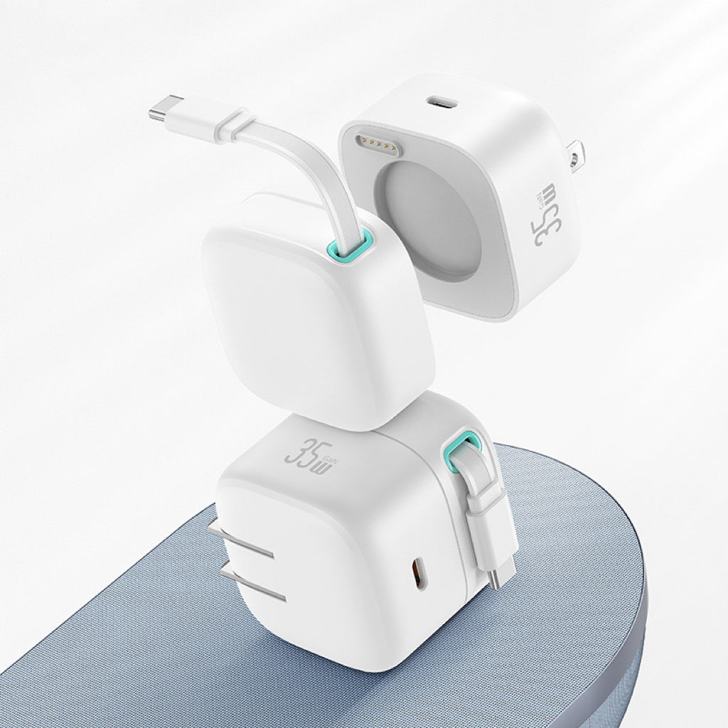 Multi-functional gallium nitride 35W dual-port fast charging plug Type-C magnetic absorption nano cable charger
